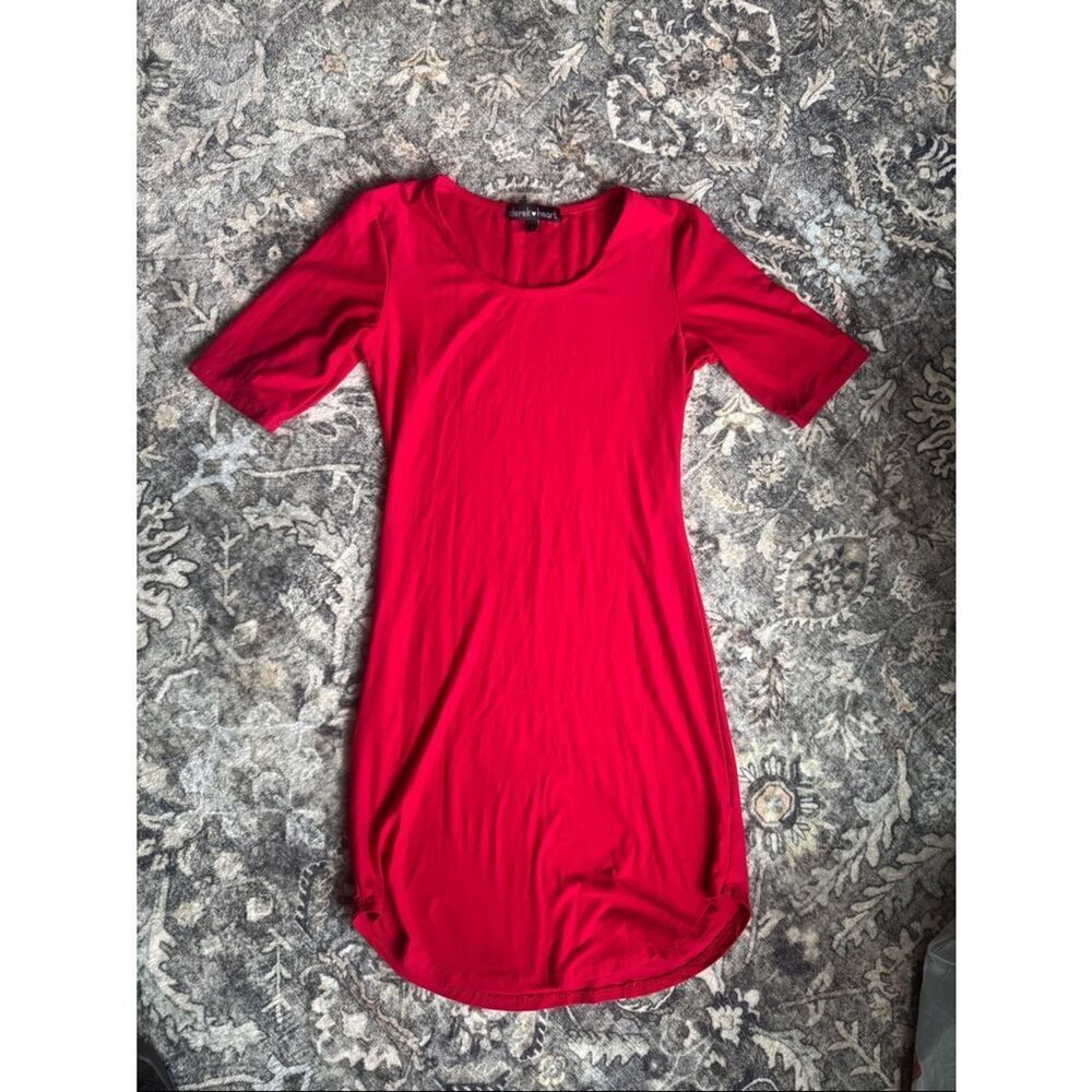 Derek Heart Bright Red Scoop Neck Tee Dress